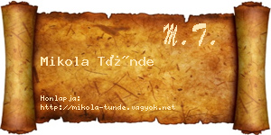 Mikola Tünde névjegykártya